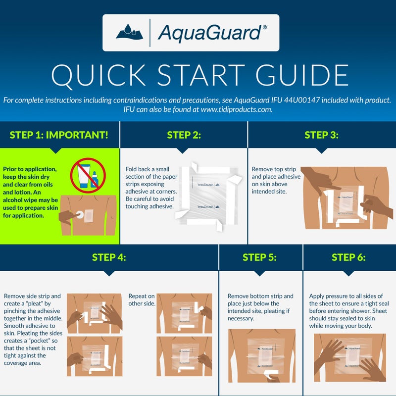 TIDI 50011-PKG AquaGuard Sheet â€“ 10â€ x 12â€ â€“ (Area of Coverage: 8.5â€ x 9.75â€) â€“ Shower Protection Sheet â€“ Self-Adhesive Moisture Barrier â€“ Wound Cover for Showering â€“ 7 Sheets â€“ Home Medical Supplies - Image 5